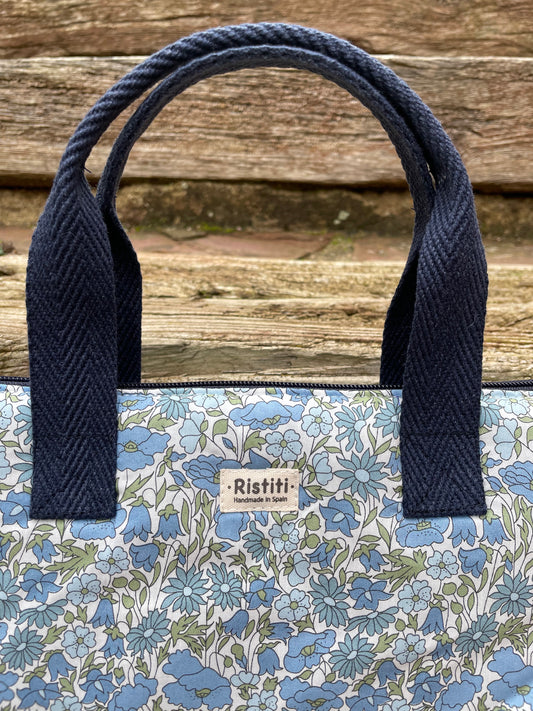 Bolso Manhattan Acolchado Liso Popy Blue