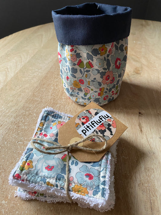 Pack Bolsita tela + lote 7 toallitas reutilizables Betsy Blue