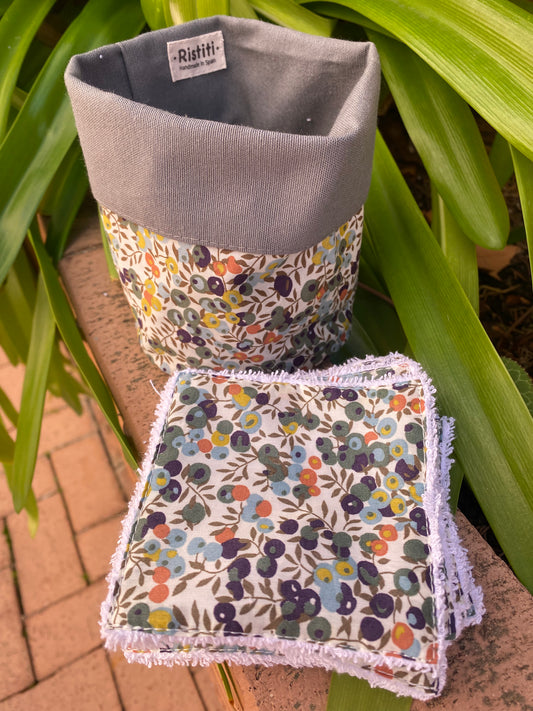 Pack Bolsita tela + lote 7 toallitas reutilizables wilthsire Otoño