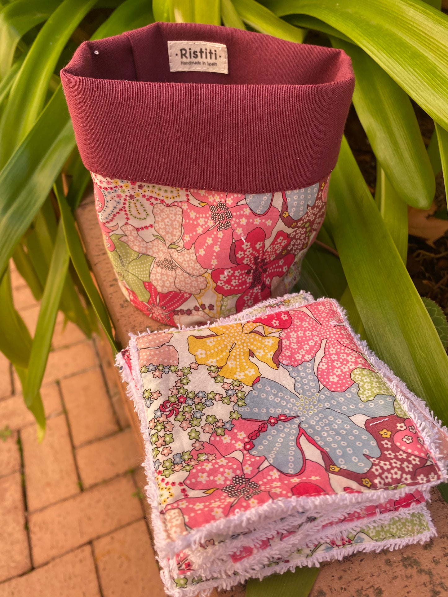 Pack Bolsita tela + lote 7 toallitas reutilizables Mauve Pink